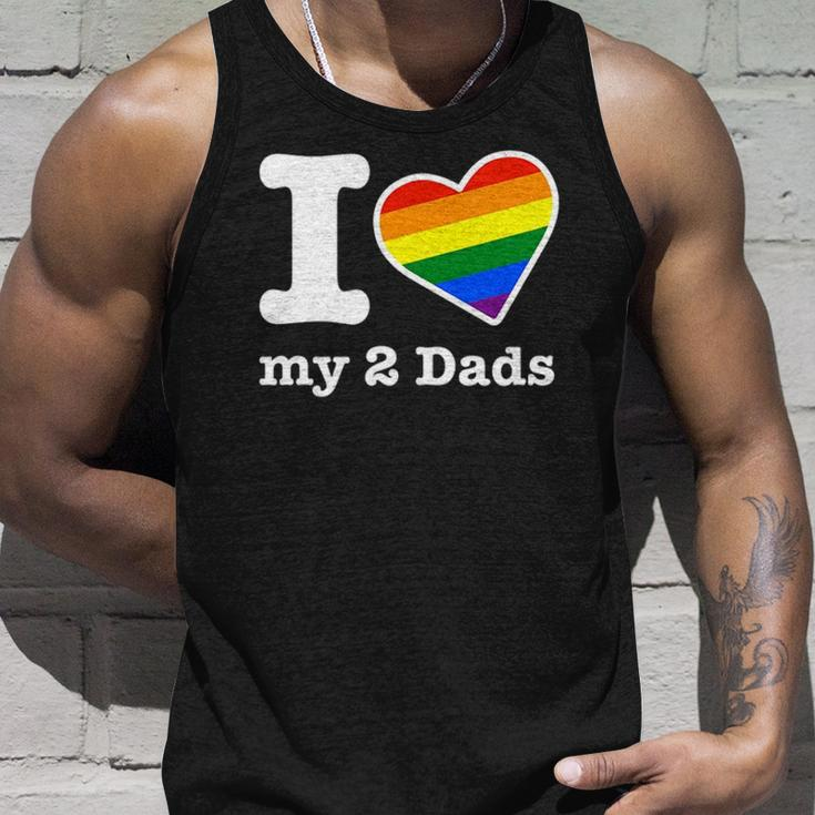 Gay Dads I Love My 2 Dads With Rainbow Heart Unisex Tank Top Gifts for Him