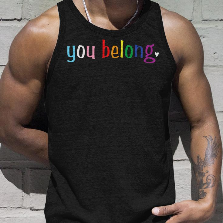 Gay Pride Design With Lgbt Support And Respect You Belong Unisex Tank Top Gifts for Him