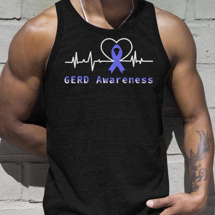 Gerd Awareness Heartbeat Periwinkle Blue Ribbon Gastroesophageal Reflux Disease Gerd Awareness Unisex Tank Top Gifts for Him