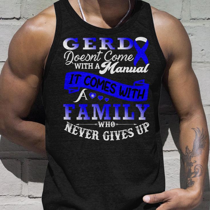 Gerd Doesnt Come With A Manual It Comes With A Family Who Never Gives Up Periwinkle Blue Ribbon Gastroesophageal Reflux Disease Gerd Awareness Unisex Tank Top Gifts for Him