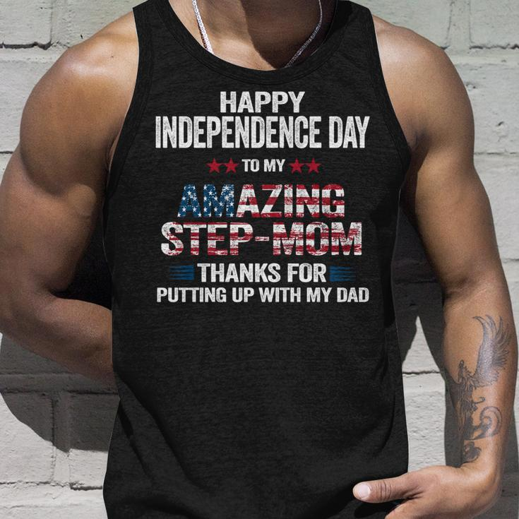 Happy 4Th Of July Step Mom Thanks For Putting Up With My Dad Unisex Tank Top Gifts for Him