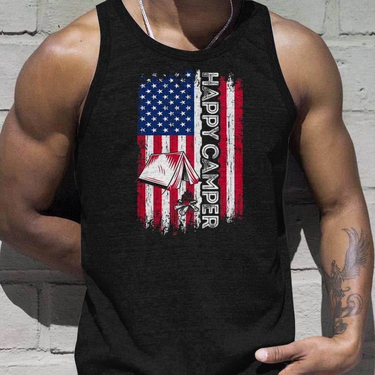 Happy Camper American Flag Camping Hiking Lover Men Women Unisex Tank Top Gifts for Him