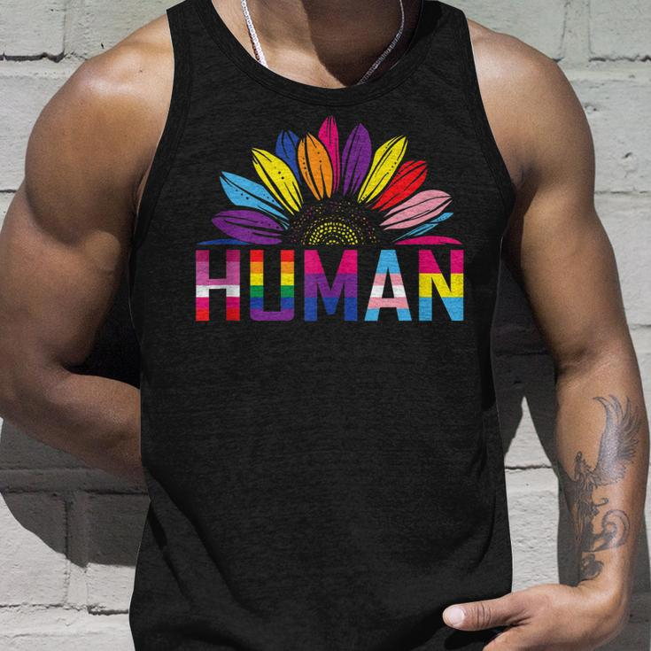 Human Lgbtq Month Pride Sunflower Unisex Tank Top Gifts for Him