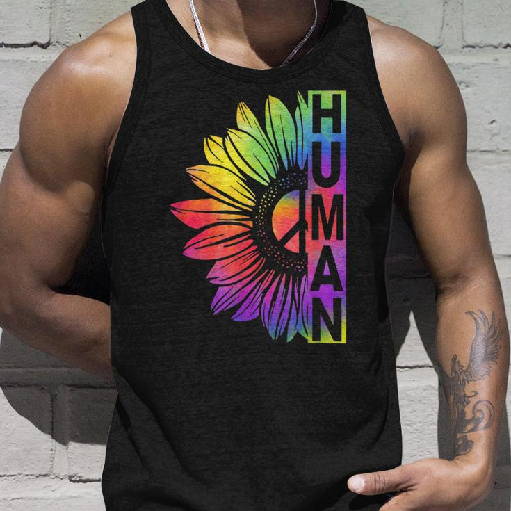Human Sunflower Lgbt Tie Dye Flag Gay Pride Proud Lgbtq Unisex Tank Top Gifts for Him
