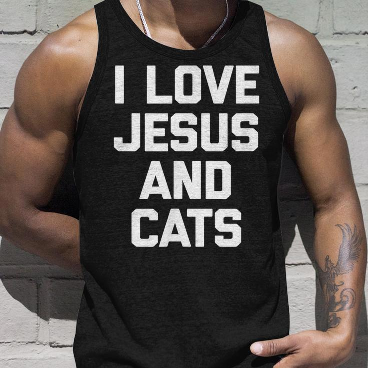 I Love Jesus & Cats Funny Cat Owner Cats Lover Jesus Unisex Tank Top Gifts for Him