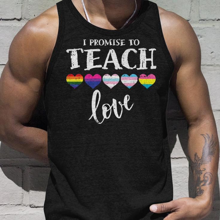 I Promise To Teach Love Lgbt-Q Pride Proud Ally Teacher Unisex Tank Top Gifts for Him