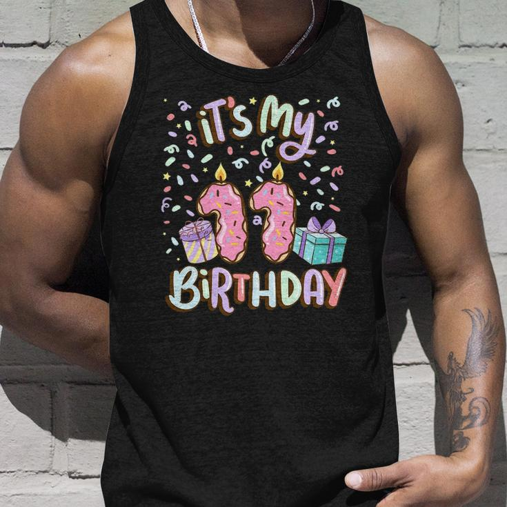 Its My 11Th Birthday Cake Donut 11 Years Old Confetti Unisex Tank Top Gifts for Him