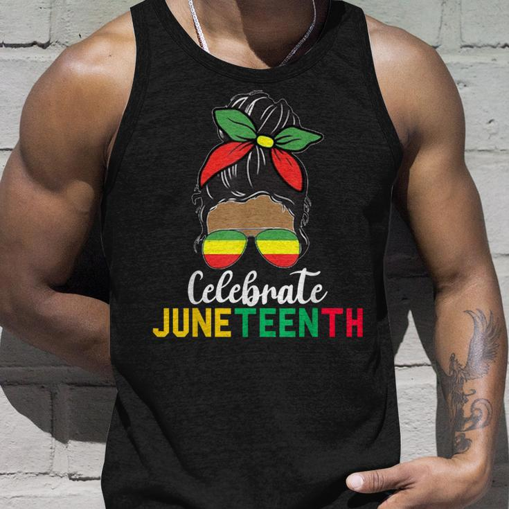 Juneteenth Outfit Women Messy Bun Eye Glasses Unisex Tank Top Gifts for Him