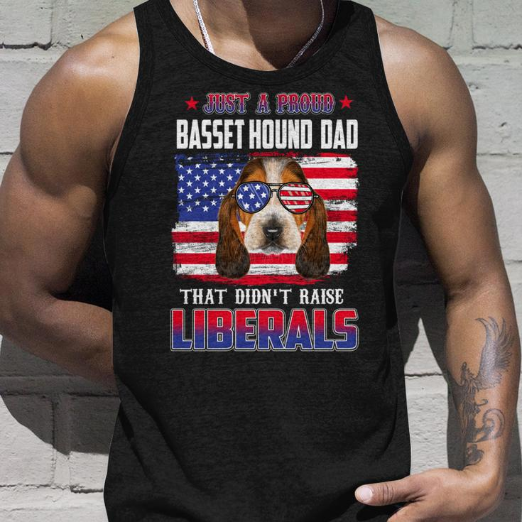 Just A Proud Basset Hound Dad Merica Dog 4Th Of July Unisex Tank Top Gifts for Him