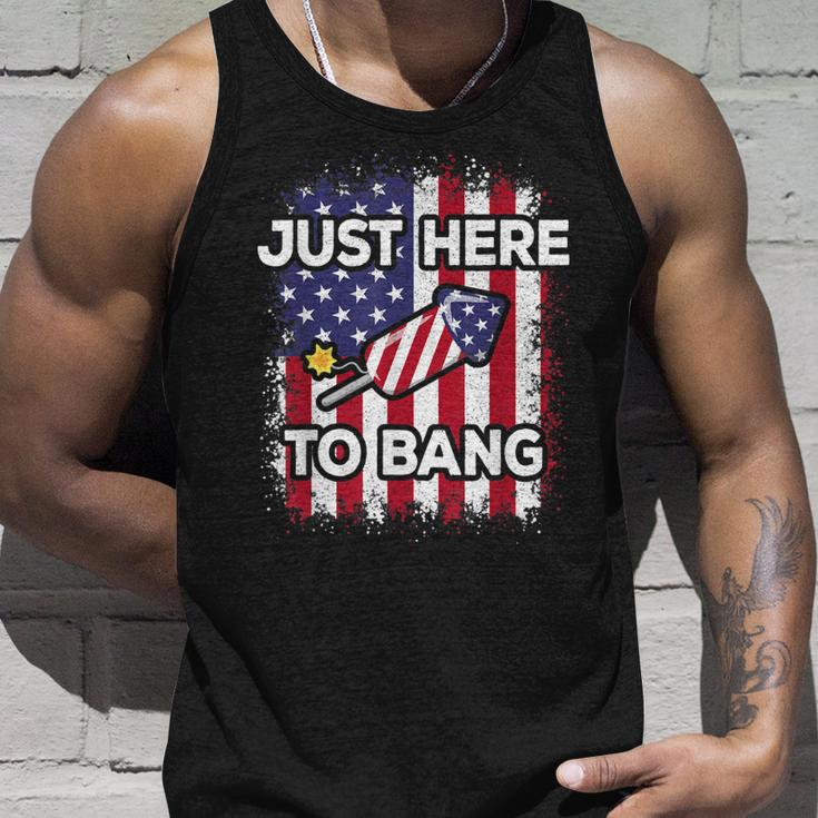 Just Here To Bang 4Th Of July American Flag Fourth Of July Unisex Tank Top Gifts for Him