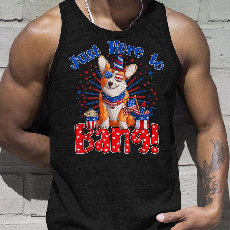 Just Here To Bang Funny Fourth Of July 4Th Of July Corgi Unisex Tank Top Gifts for Him