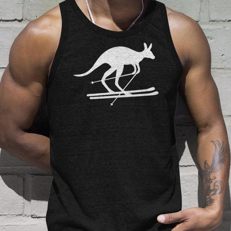 Kangaroo Skiing Fun Winter Sports Australia Travel Gift Unisex Tank Top Gifts for Him