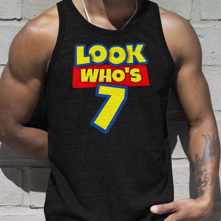 Kids 7 Years Old Birthday Party Toy Theme Boys Girls Look Whos 7 Birthday Tank Top Gifts for Him