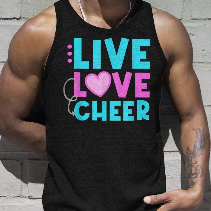 Live Love Cheer Funny Cheerleading Lover Quote Cheerleader V2 Unisex Tank Top Gifts for Him