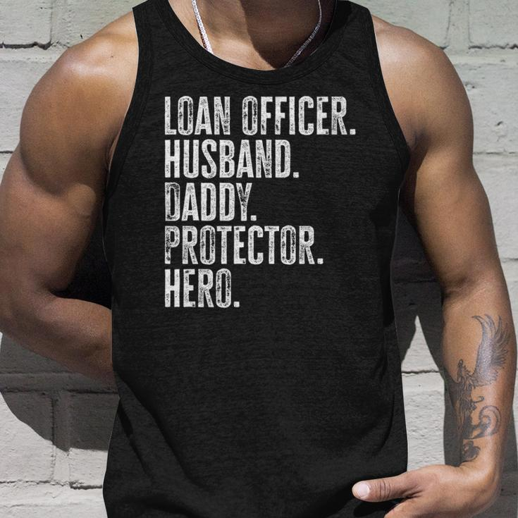 Mens Loan Officer Husband Daddy Protector Hero Fathers Day Dad Tank Top Gifts for Him