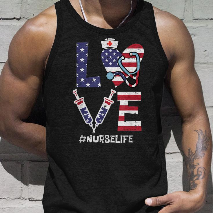 Love Stethoscope Nurse Fourth 4Th Of July Nursing Patriot Unisex Tank Top Gifts for Him