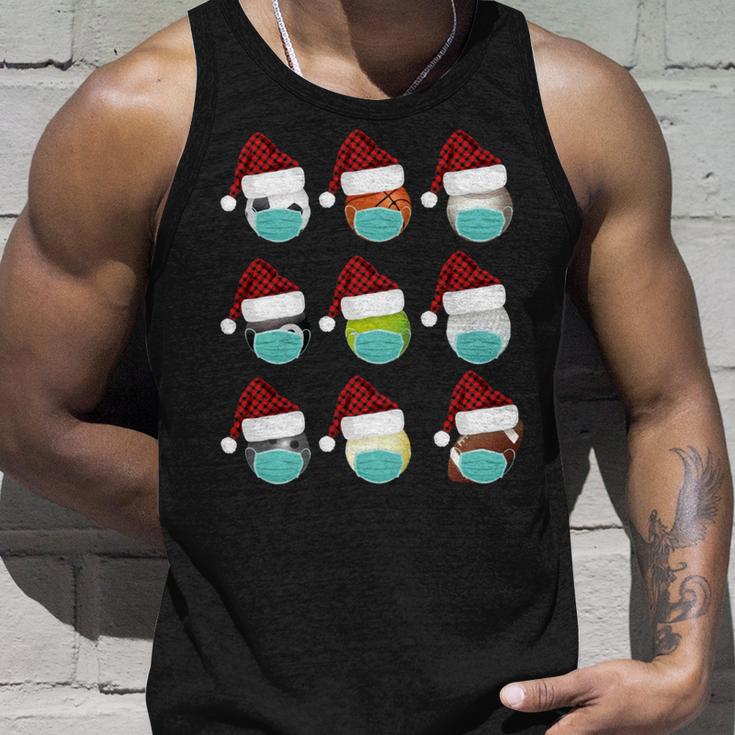 Masked Balls Basketball Christmas Baseball Christmas Ball Sports Santas Hat Team Sports Xmas Match Unisex Tank Top Gifts for Him