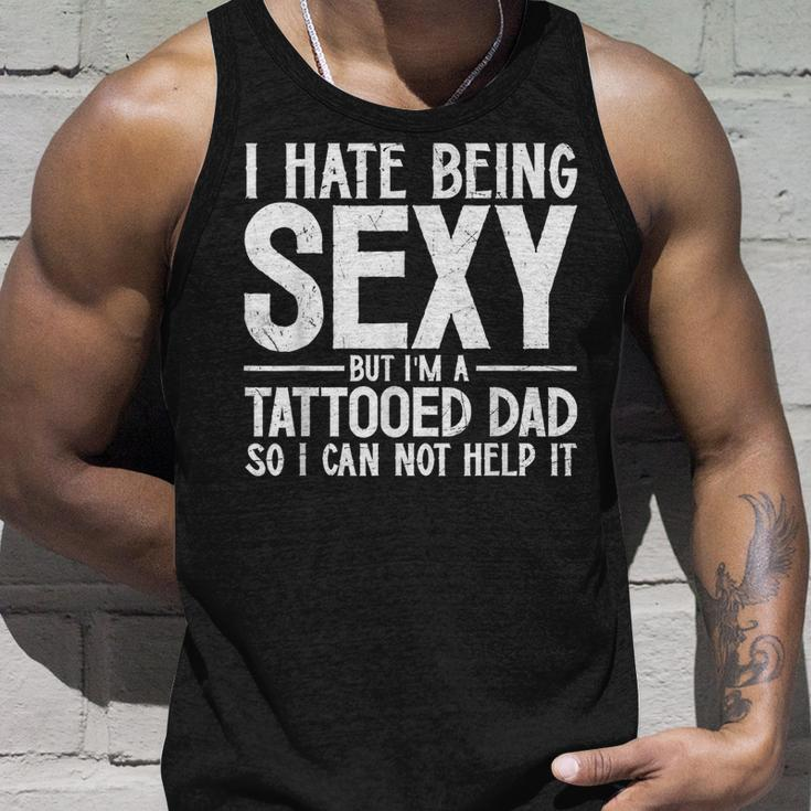 Mens Awesome Dads Have Tattoos And Beards Fathers Day V2 Unisex Tank Top Gifts for Him