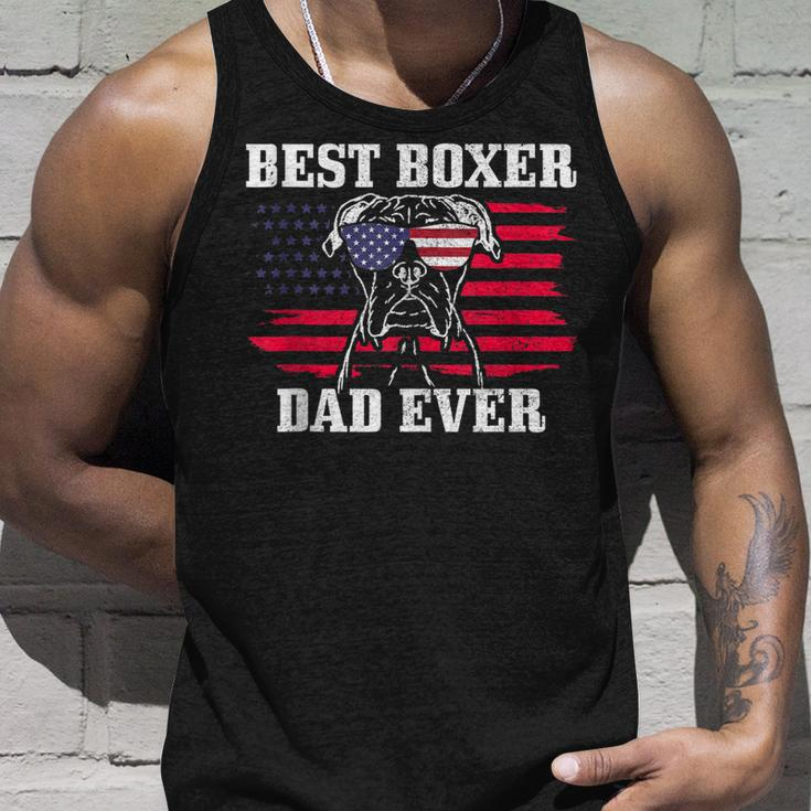 Mens Best Boxer Dad Ever Dog Patriotic 4Th Of July American Flag V2 Unisex Tank Top Gifts for Him