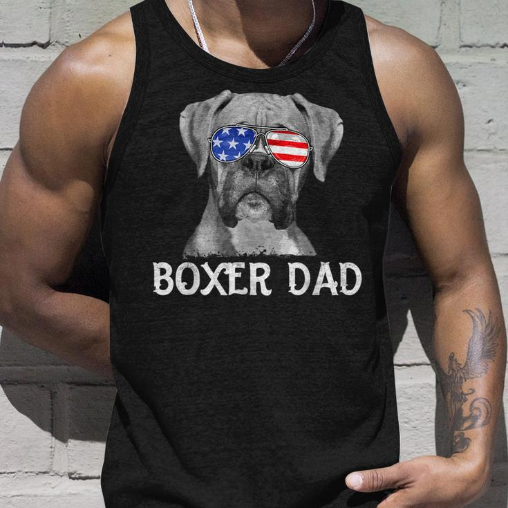 Mens Boxer Dad American Flag Patriotic Dog Lover 4Th Of July Unisex Tank Top Gifts for Him