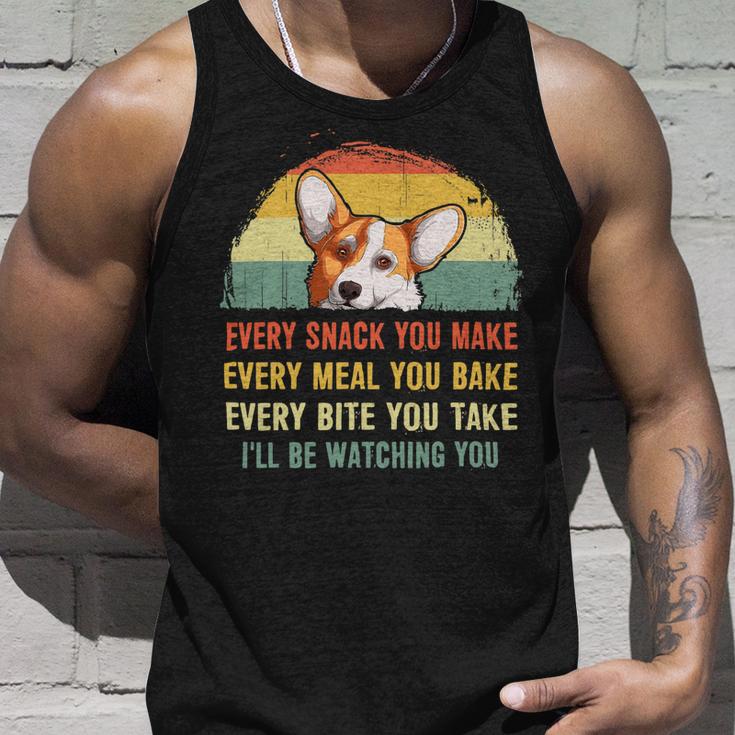 Mens Funny Corgi Retro Every Snack You Make Every Meal You Bake V2 Unisex Tank Top Gifts for Him