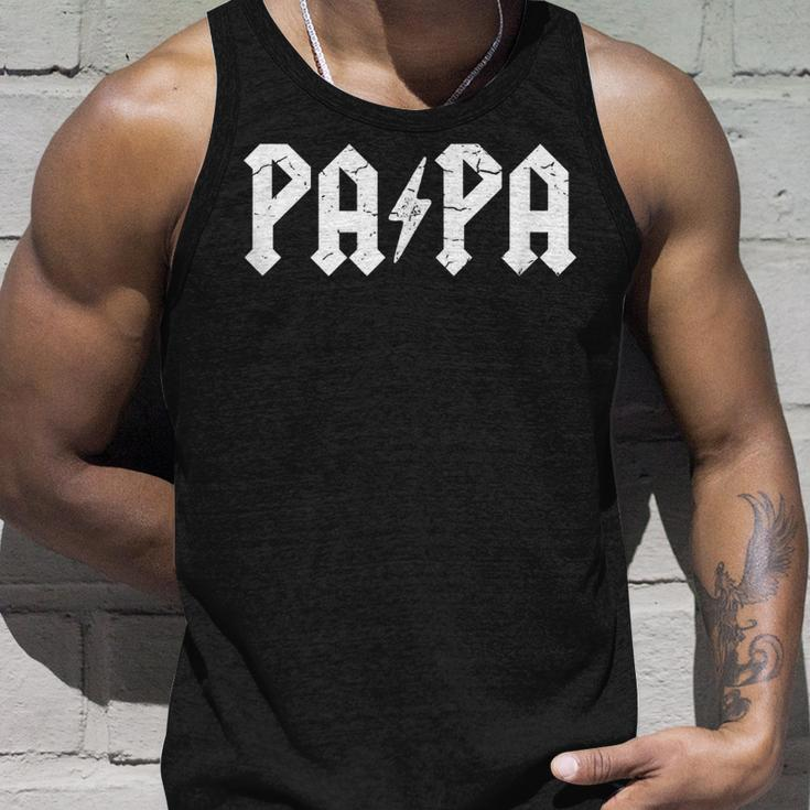 Mens Hard Rock Dad - Papa Lightning Bolt Unisex Tank Top Gifts for Him
