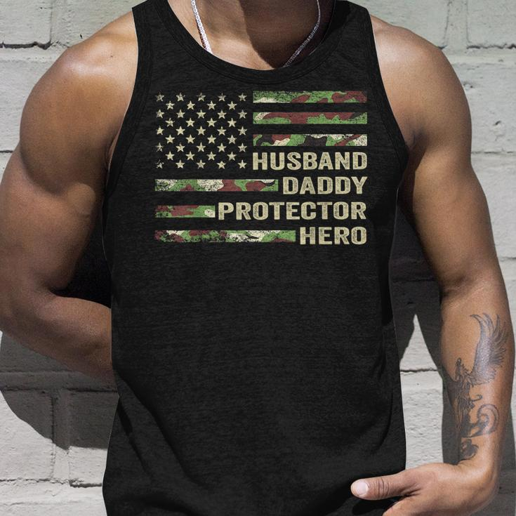 Mens Husband Daddy Protector Hero Fathers Day Flag Gift Unisex Tank Top Gifts for Him