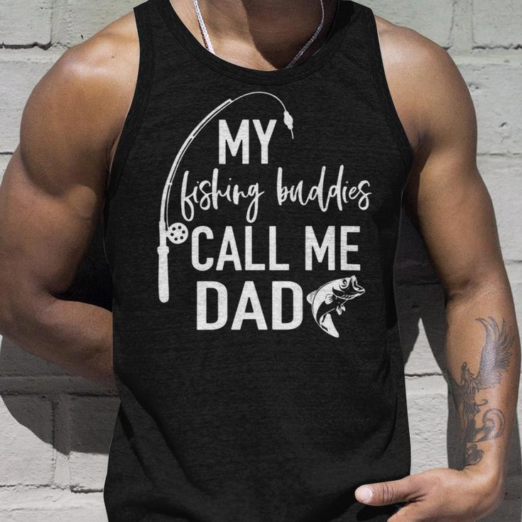 Mens My Fishing Buddy Calls Me Dad Best Fathers Day Gift Unisex Tank Top Gifts for Him