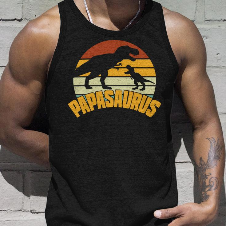 Mens Papasaurus Rex Funny Cute Dinosaur Fathers Day Unisex Tank Top Gifts for Him