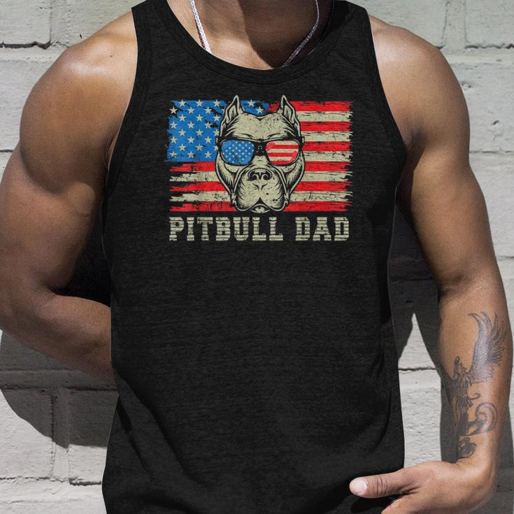 Mens Pitbull Dad American Pit Bull Dog Us Flag 4Th Of July Unisex Tank Top Gifts for Him