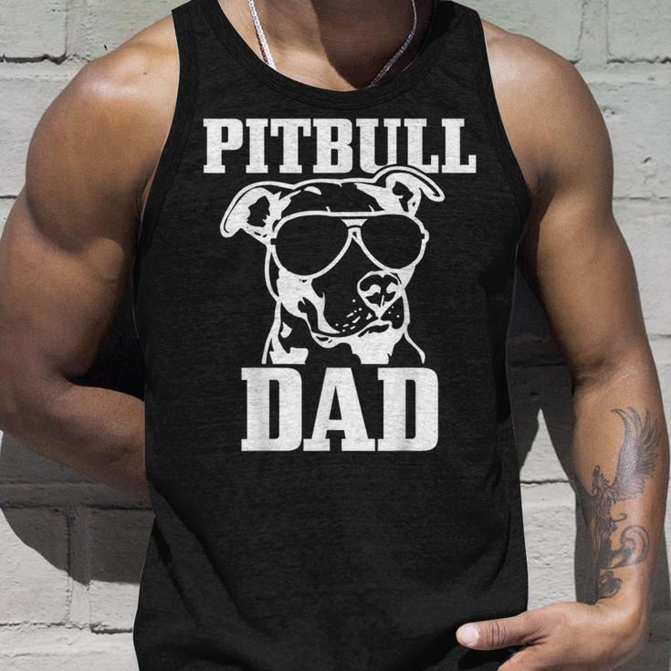 Mens Pitbull Dad Funny Dog Pitbull Sunglasses Fathers Day Pitbull Unisex Tank Top Gifts for Him