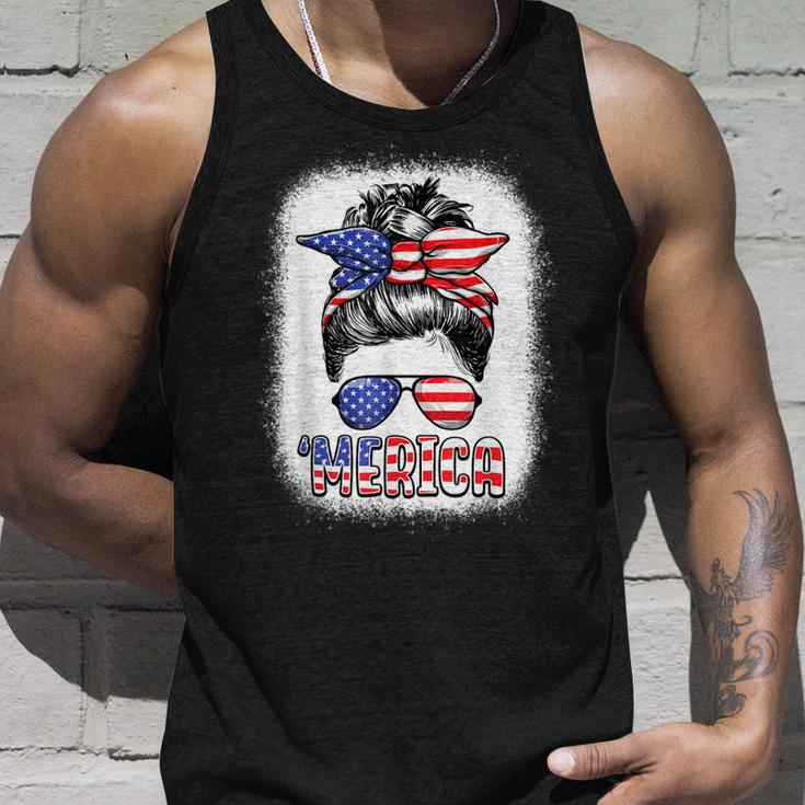 Merica Messy Bun Women Girls American Flag Usa 4Th Of July Unisex Tank Top Gifts for Him