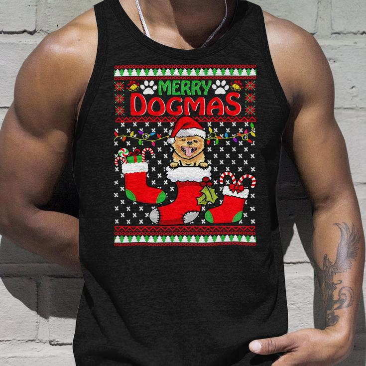 Merry Dogmas Pomeranian Dog Funny Ugly Christmas Xmas T-Shirt Unisex Tank Top Gifts for Him