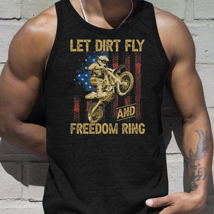 Motorcycle Let Dirt Fly And Freedom Ring Independence Day Unisex Tank Top Gifts for Him