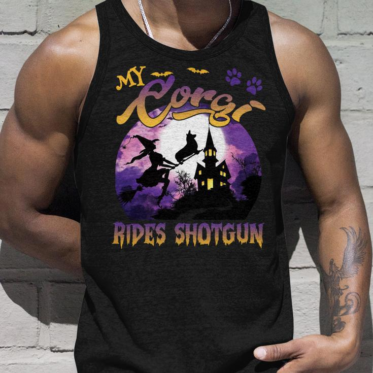 My Corgi Rides Shotgun Cool Halloween Protector Witch Dog V3 Unisex Tank Top Gifts for Him
