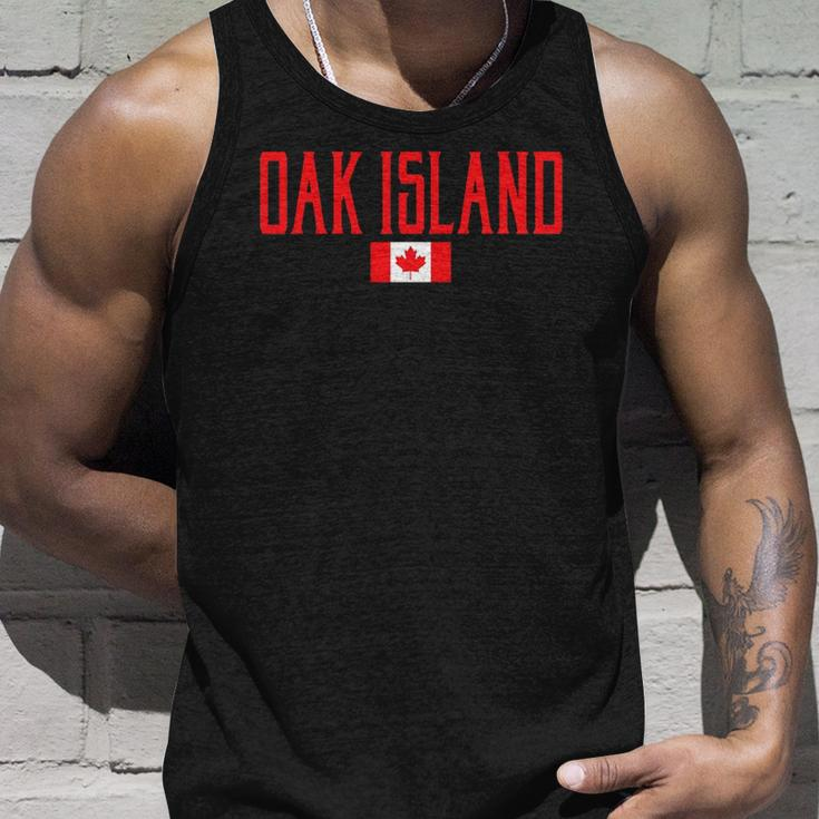 Oak Island Canada Flag Vintage Red Text Unisex Tank Top Gifts for Him