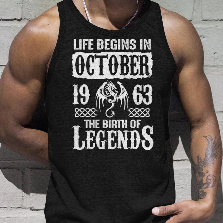October 1963 Birthday Life Begins In October 1963 Unisex Tank Top Gifts for Him