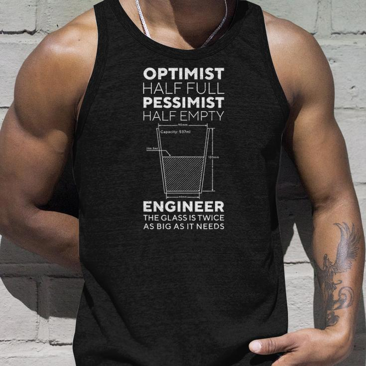 Optimist Pessimist Engineer Engineering Men Women Glass Tank Top Gifts for Him