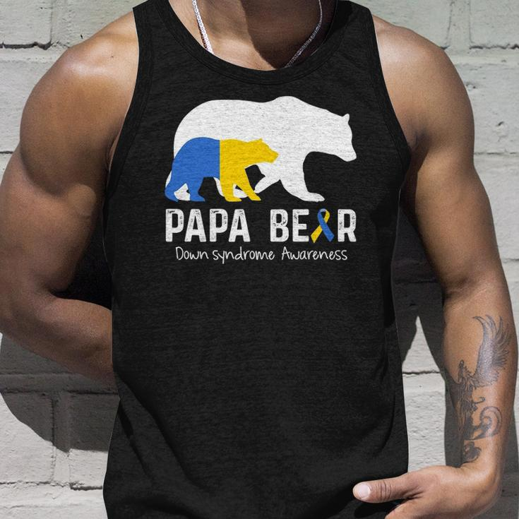 Papa Bear Support Down Syndrome Awareness Fathers Day Unisex Tank Top Gifts for Him