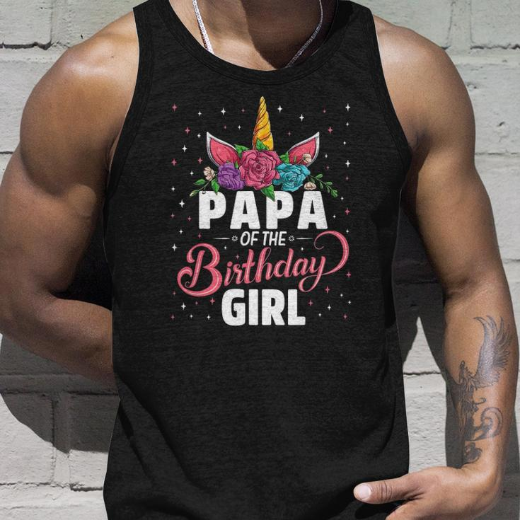 Papa Of The Birthday Girl Unicorn Girls Family Matching Unisex Tank Top Gifts for Him