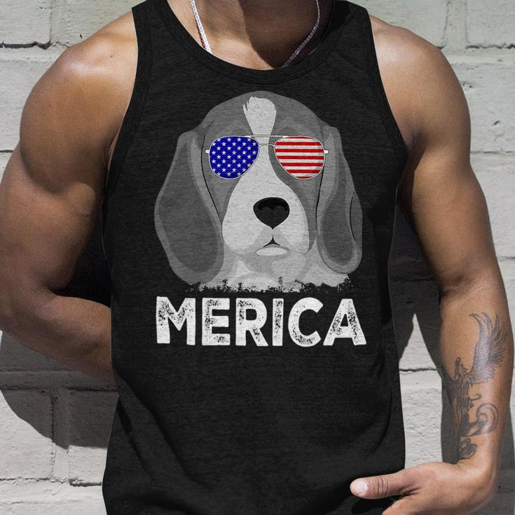 Patriotic American Usa Flag Funny Merica Beagle 54 Beagle Dog Unisex Tank Top Gifts for Him