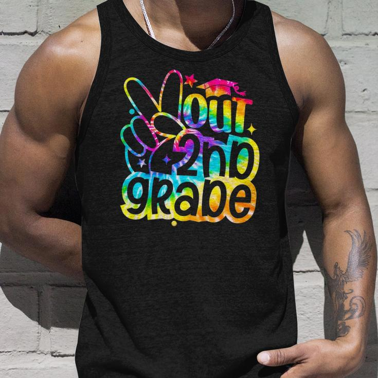 Peace Out 2Nd Grade Graduation Last Day Of School Tie Dye Unisex Tank Top Gifts for Him