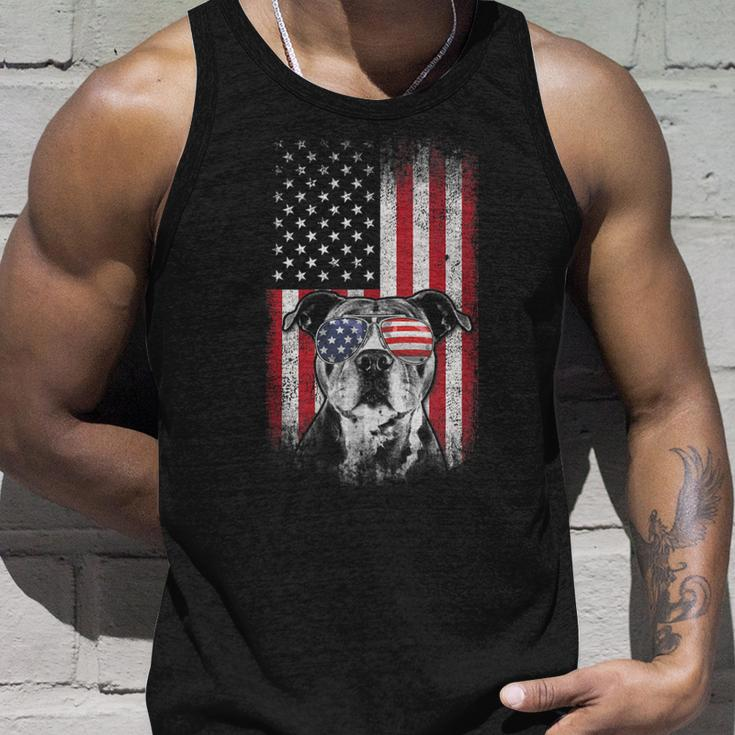 Pitbull American Flag 4Th Of July Pitbull Dad Mom Dog Lover V2 Unisex Tank Top Gifts for Him