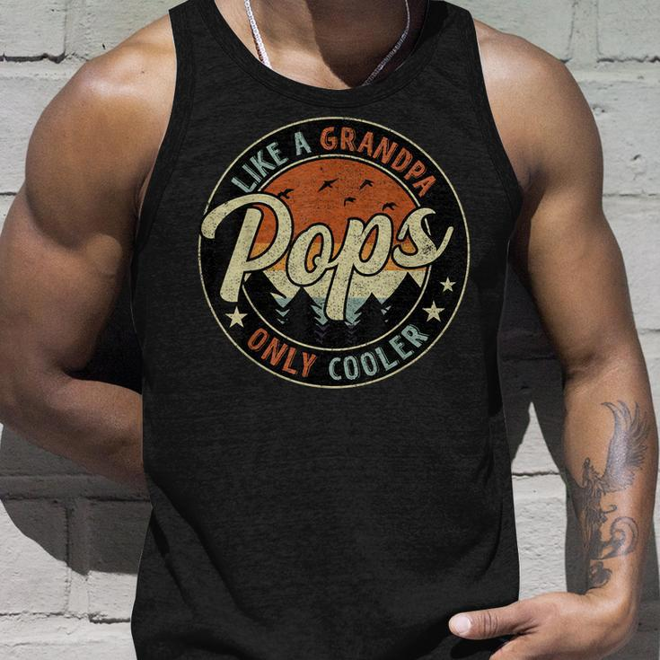 Pops Like A Grandpa Only Cooler Vintage Retro Fathers Day Unisex Tank Top Gifts for Him