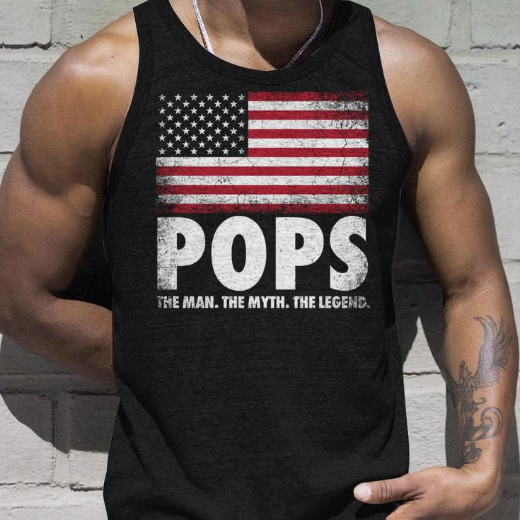 Pops The Man Myth Legend Fathers Day 4Th Of July Grandpa Unisex Tank Top Gifts for Him