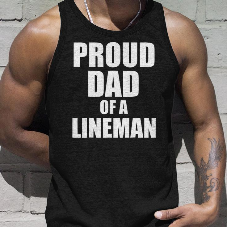 Proud Dad Of A Lineman Funny Football Dad Gift Unisex Tank Top Gifts for Him
