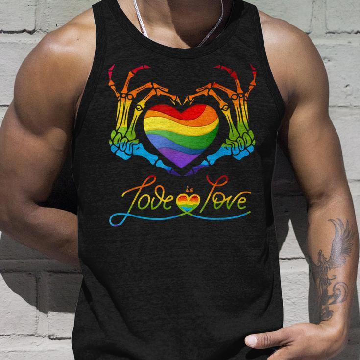 Rainbow Heart Skeleton Love Is Love Lgbt Gay Lesbian Pride Unisex Tank Top Gifts for Him