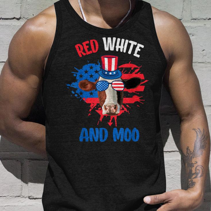 Red White And Moo Patriotic Cow Farmer 4Th Of July Unisex Tank Top Gifts for Him