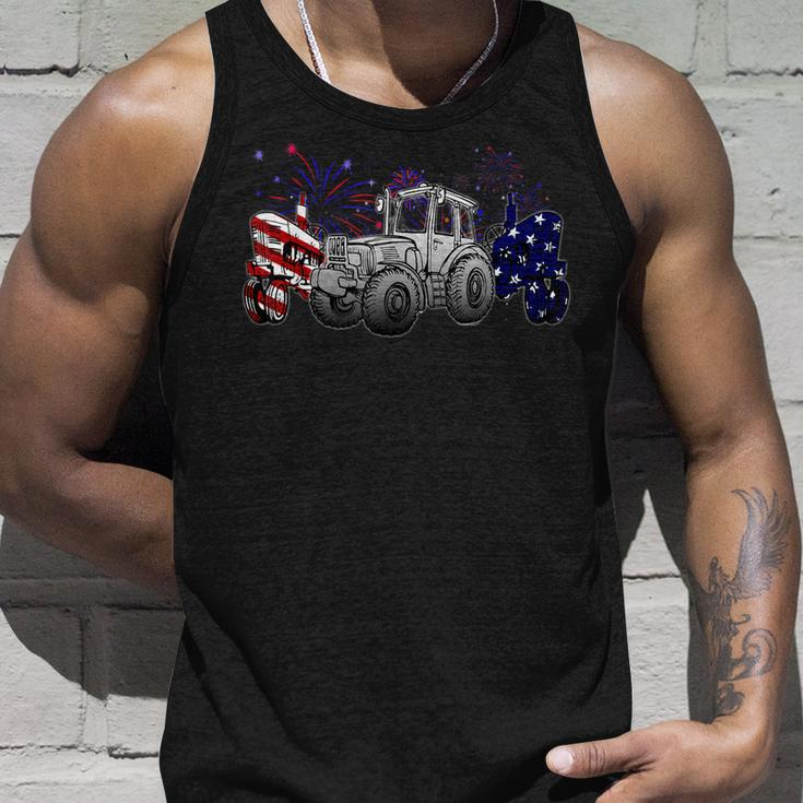 Red White Blue Tractor Usa Flag 4Th Of July Patriot Farmer Unisex Tank Top Gifts for Him