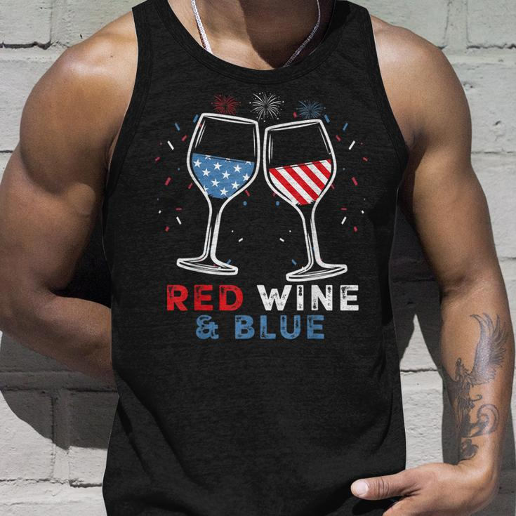 Red Wine And Blue Funny 4Th Of July Wine Lover Patriotic Unisex Tank Top Gifts for Him